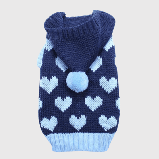 pull tricot pour chien bleu