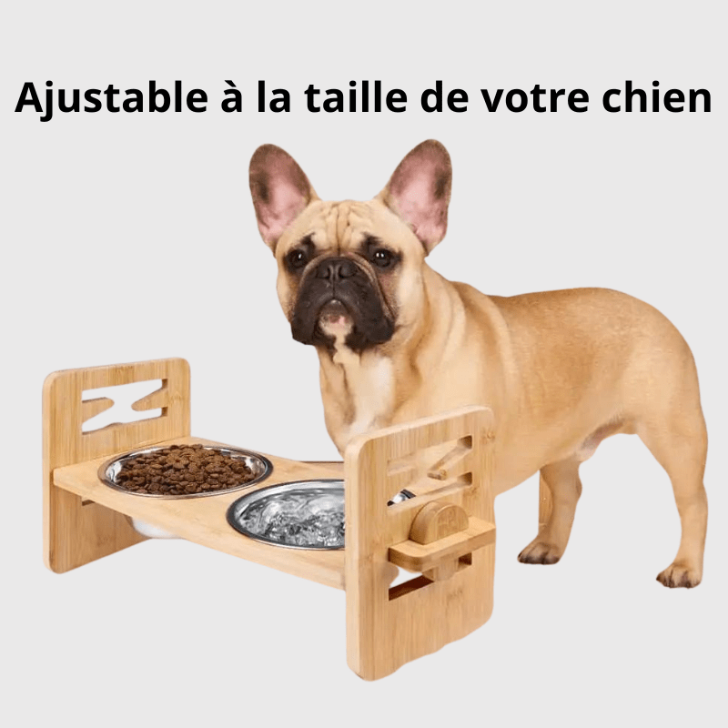 support gamelle pour chien bouledogue